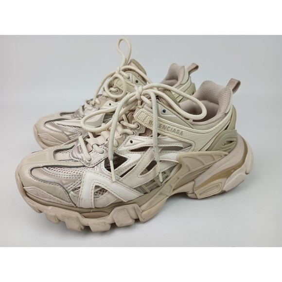 Balenciaga Women's White Beige Track Leather Mesh Sneakers Shoes Size 36 EU - Picture 2 of 8